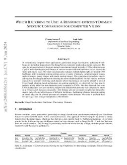 Which Backbone to Use: A Resource-efficient Domain Specific Comparison for Computer Vision
