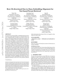 Beat: Bi-directional One-to-Many Embedding Alignment for Text-based
  Person Retrieval