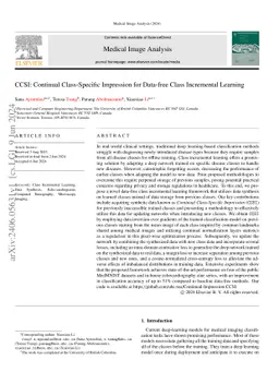 CCSI: Continual Class-Specific Impression for Data-free Class
  Incremental Learning