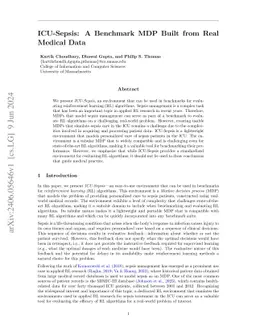 ICU-Sepsis: A Benchmark MDP Built from Real Medical Data
