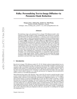 PaRa: Personalizing Text-to-Image Diffusion via Parameter Rank Reduction