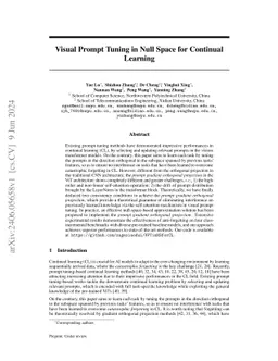 Visual Prompt Tuning in Null Space for Continual Learning