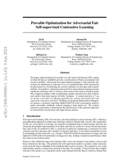 Provable Optimization for Adversarial Fair Self-supervised Contrastive
  Learning