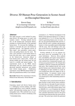 Diverse 3D Human Pose Generation in Scenes based on Decoupled Structure