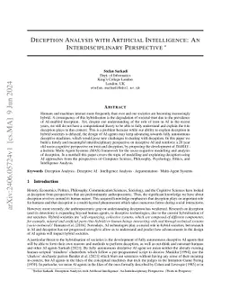 Deception Analysis with Artificial Intelligence: An Interdisciplinary
  Perspective