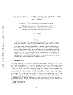 Numerical solution of a PDE arising from prediction with expert advice