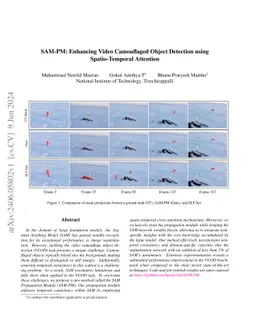 SAM-PM: Enhancing Video Camouflaged Object Detection using
  Spatio-Temporal Attention