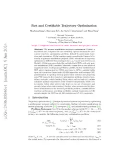 Fast and Certifiable Trajectory Optimization