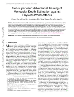 Self-supervised Adversarial Training of Monocular Depth Estimation
  against Physical-World Attacks