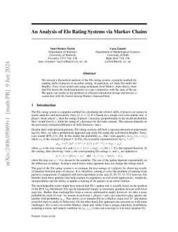 An Analysis of Elo Rating Systems via Markov Chains