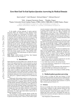Zero-Shot End-To-End Spoken Question Answering In Medical Domain