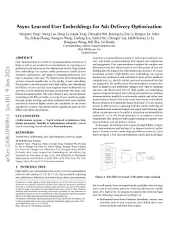 Async Learned User Embeddings for Ads Delivery Optimization