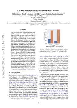 Why Don't Prompt-Based Fairness Metrics Correlate?