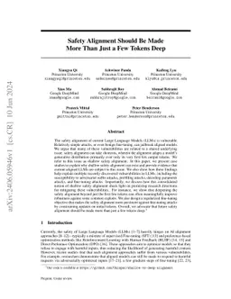 Safety Alignment Should Be Made More Than Just a Few Tokens Deep