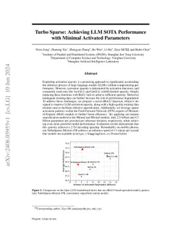 Turbo Sparse: Achieving LLM SOTA Performance with Minimal Activated
  Parameters