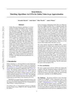 MAGNOLIA: Matching Algorithms via GNNs for Online Value-to-go
  Approximation