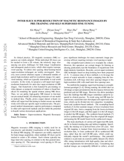 Inter-slice Super-resolution of Magnetic Resonance Images by
  Pre-training and Self-supervised Fine-tuning