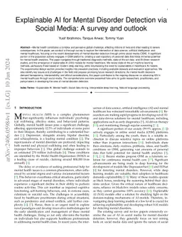 Explainable AI for Mental Disorder Detection via Social Media: A survey
  and outlook