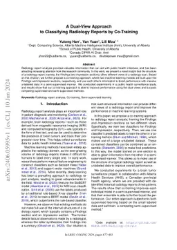 A Dual-View Approach to Classifying Radiology Reports by Co-Training