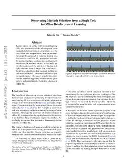 Discovering Multiple Solutions from a Single Task in Offline
  Reinforcement Learning