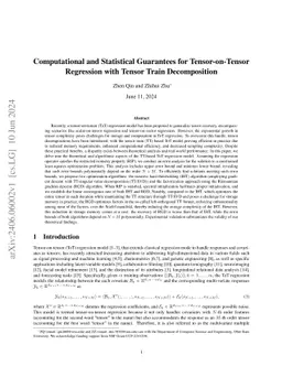 Computational and Statistical Guarantees for Tensor-on-Tensor Regression with Tensor Train Decomposition