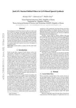 JenGAN: Stacked Shifted Filters in GAN-Based Speech Synthesis