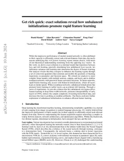 Get rich quick: exact solutions reveal how unbalanced initializations
  promote rapid feature learning
