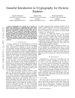 Gameful Introduction to Cryptography for Dyslexic Students
