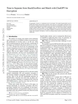 Time to Separate from StackOverflow and Match with ChatGPT for
  Encryption