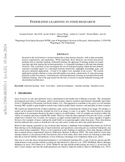 Federated learning in food research