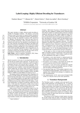 Label-Looping: Highly Efficient Decoding for Transducers