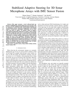 Stabilized Adaptive Steering for 3D Sonar Microphone Arrays with IMU
  Sensor Fusion