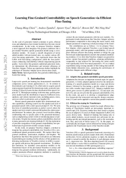 Learning Fine-Grained Controllability on Speech Generation via Efficient
  Fine-Tuning