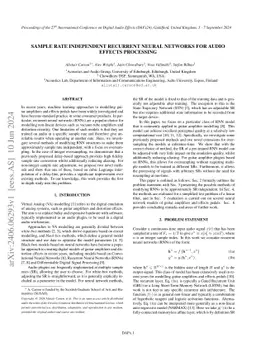 Sample Rate Independent Recurrent Neural Networks for Audio Effects
  Processing