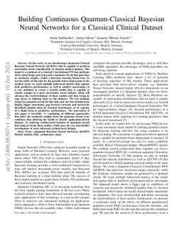 Building Continuous Quantum-Classical Bayesian Neural Networks for a
  Classical Clinical Dataset