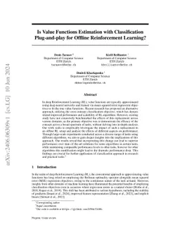 Is Value Functions Estimation with Classification Plug-and-play for
  Offline Reinforcement Learning?