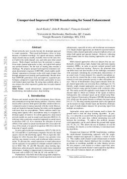 Unsupervised Improved MVDR Beamforming for Sound Enhancement