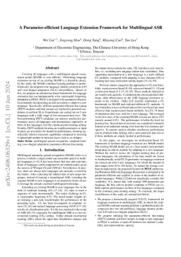 A Parameter-efficient Language Extension Framework for Multilingual ASR