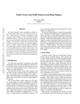 Vehicle Vectors and Traffic Patterns from Planet Imagery