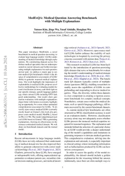 MedExQA: Medical Question Answering Benchmark with Multiple Explanations