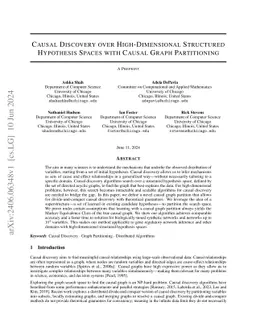 Causal Discovery over High-Dimensional Structured Hypothesis Spaces with Causal Graph Partitioning