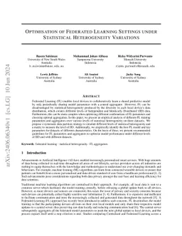 Optimisation of federated learning settings under statistical
  heterogeneity variations