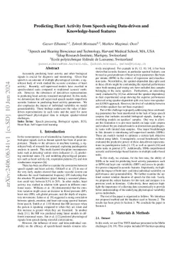 Predicting Heart Activity from Speech using Data-driven and
  Knowledge-based features