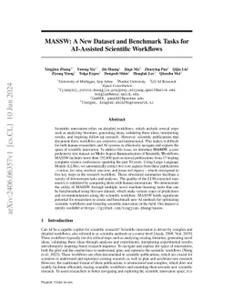 MASSW: A New Dataset and Benchmark Tasks for AI-Assisted Scientific
  Workflows