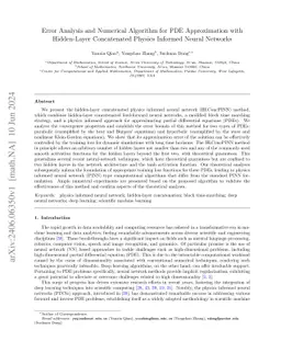 Error Analysis and Numerical Algorithm for PDE Approximation with
  Hidden-Layer Concatenated Physics Informed Neural Networks