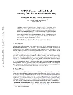 UMAD: Unsupervised Mask-Level Anomaly Detection for Autonomous Driving