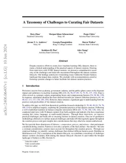 A Taxonomy of Challenges to Curating Fair Datasets