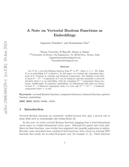 A Note on Vectorial Boolean Functions as Embeddings