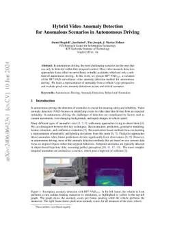 Hybrid Video Anomaly Detection for Anomalous Scenarios in Autonomous Driving