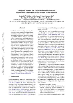 Language Models are Alignable Decision-Makers: Dataset and Application
  to the Medical Triage Domain